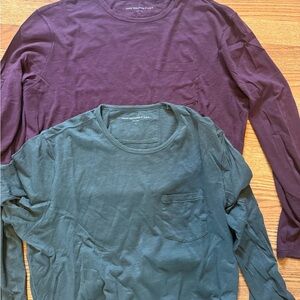 John Varvatos Long Sleeve Tees in Maroon and Dark Charcoal